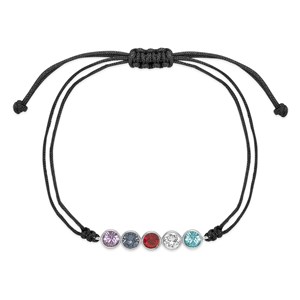 Custom Birthstone String Bolo Bracelet- 5 Stones - 48004D-5B