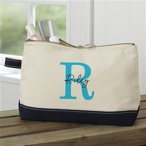 Simple Signature Personalized Navy Makeup Bag - 48078-N