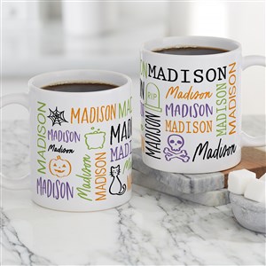 Halloween Repeating Name Personalized Coffee Mug 11 oz.- White - 48166-S