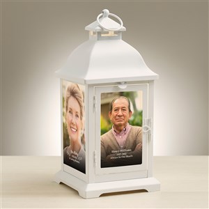 Photo Memorial Personalized White Metal LED Lantern - 48443