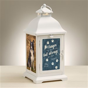 Paw Prints On My Heart Personalized White Metal LED Lantern - 48455