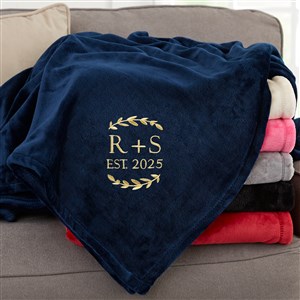 Their Initials Personalized 50x60 Navy Fleece Blanket - 48465-SN