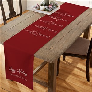 Scripted Christmas Tree Personalized Table Runner- 16 x 60 - 48554-S