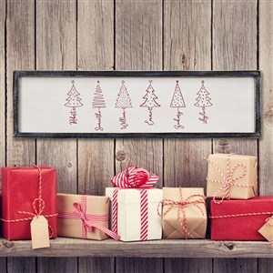 Scripted Names Christmas Tree Personalized Barnwood Wall Art - Black - 48565B-30x8