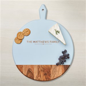Personalized Acacia Blue Round Board with Handle-Family Name - 48612D-F
