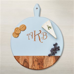 Personalized Acacia Blue Round Board with Handle-Monogram - 48612D-M