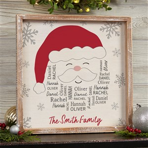 Santa Repeating Name Personalized Whitewashed Frame Wall Art - 12x12 - 48682-12x12