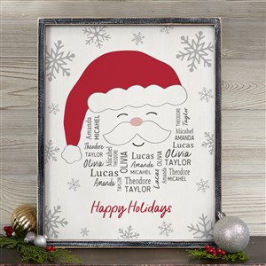 Santa Repeating Name Personalized Black Frame Wall Art - 14x18 - 48682B-14x18