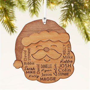 Santa Repeating Name Personalized Wood Ornament- Natural - 48686-N