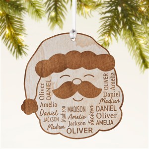 Santa Repeating Name Personalized Wood Ornament- Whitewash - 48686-W