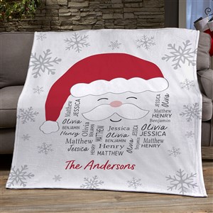 Santa Repeating Name Personalized Christmas Plush Fleece Blanket - 50x60 - 48687-F