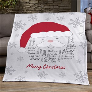 Santa Repeating Name Personalized Christmas Plush Fleece Blanket - 60x80 - 48687-L