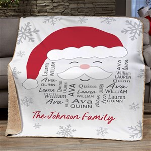 Santa Repeating Name Personalized Christmas Sherpa Fleece Blanket - 50x60 - 48687-S