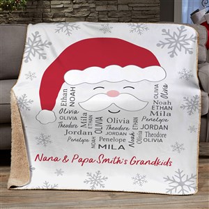 Santa Repeating Name Personalized Christmas Sherpa Fleece Blanket - 60x80 - 48687-SL