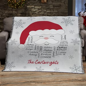 Santa Repeating Name Personalized Christmas Woven Throw Blanket - 56x60 - 48687-A