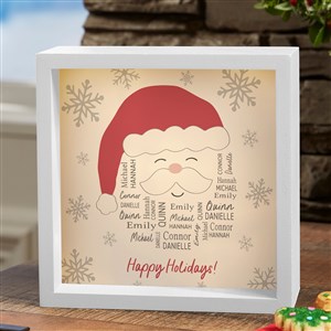 Repeating Name Personalized Santa LED Light Shadow Box - Small - Ivory - 48689-I-6x6