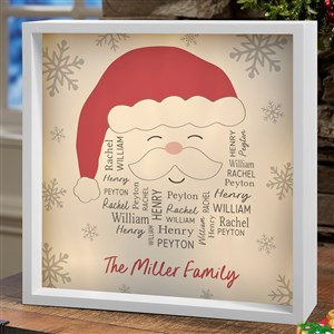 Repeating Name Personalized Santa LED Light Shadow Box - Large - Ivory - 48689-I-10x10