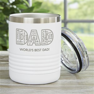 Dad Repeating Name Personalized 10 oz. Vacuum Insulated Stainless Steel- White - 48762-W