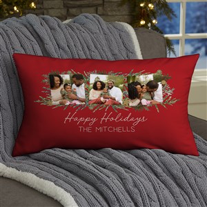 Holiday Moments Personalized Christmas Photo Velvet Lumbar Pillow - 48799-LBV