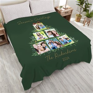 Holiday Moments Personalized Christmas Photo Plush Fleece Blanket - Queen - 48800-QU