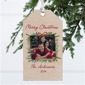 Holiday Moments Personalized Photo Wood Tag Ornament - 48803