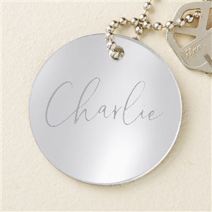 Trendy Script Personalized Silver Mirrored Acrylic Keychain - 48858-S