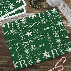 Christmas Snowflake Repeating Name Personalized Wrapping Paper Sheets - 48904-S