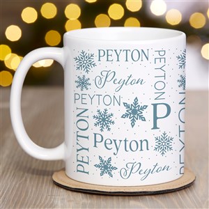 Christmas Snowflake Repeating Name Personalized Coffee Mug 11 oz.- White - 48905-S