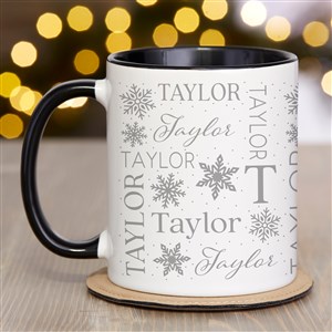 Christmas Snowflake Repeating Name Personalized Coffee Mug 11 oz.- Black - 48905-B