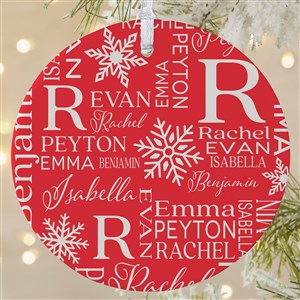 Christmas Snowflake Repeating Name Personalized Ornament-3.75quot; Matte - 1 Sided - 48908-1L