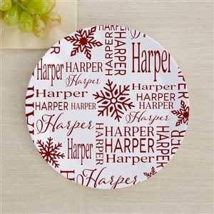 Christmas Snowflake Repeating Name Personalized Kids Plate - 48909-P