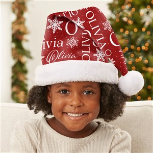 Christmas Snowflake Repeating Name Personalized Kids Santa Hat  - 48912-Y