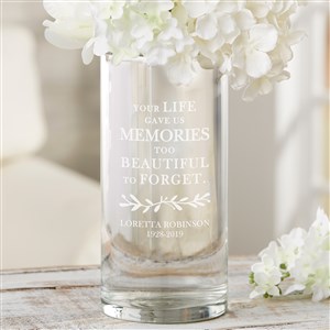 Botanical Memorial Engraved Glass Vase - 48994