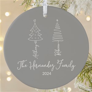 Scripted Christmas Tree Personalized Ornament-3.75quot; Matte - 1 Sided - 49262-1L