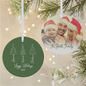 Scripted Christmas Treee Personalized Ornament-3.75quot; Matte - 2 Sided - 49262-2L