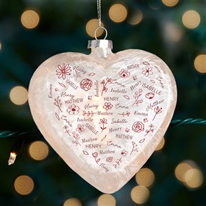 Blooming Heart Personalized Lightable Frosted Glass Heart Ornament - 49335