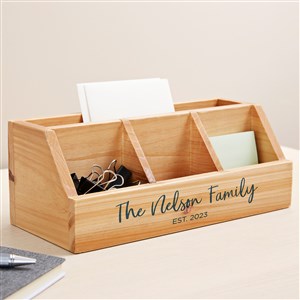 Seasonally Script Personalized Wooden Desk Organizer - 49476