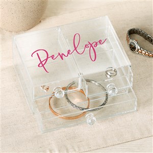 Trendy Script Personalized Acrylic Jewelry Box - 49527