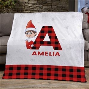 The Elf on the Shelf® Plaid Personalized 50x60 Plush Fleece Blanket - 49570-F