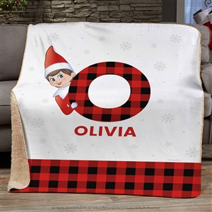 The Elf on the Shelf® Plaid Personalized 50x60 Sherpa Blanket - 49570-S