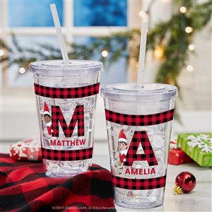 The Elf on the Shelf® Plaid Personalized 17 oz. Insulated Acrylic Tumbler - 49571