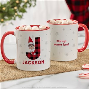 The Elf on the Shelf® Plaid Personalized Christmas Mug 11 oz.- Red - 49574-R