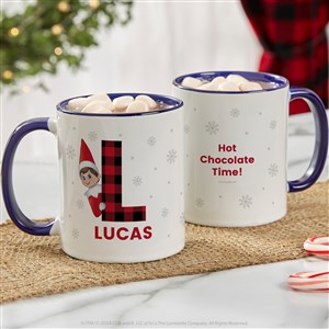 The Elf on the Shelf® Plaid Personalized Christmas Mug 11 oz.- Blue - 49574-BL