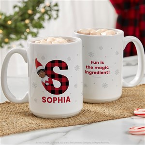 The Elf on the Shelf® Plaid Personalized Christmas Mug 15 oz.- White - 49574-L