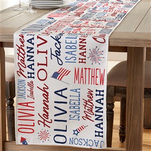 Patriotic Repeating Name Personalized Table Runner- 16 x 60 - 49764-S