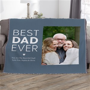 Best Dad Personalized Photo Woven Throw Blanket - 56x60 - 49872-A