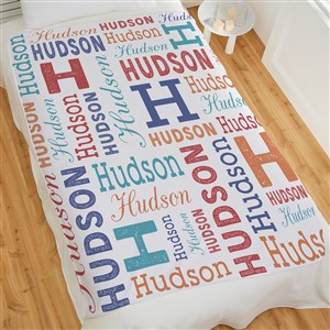 Trendy Repeating Name Personalized 60x80 Plush Fleece Blanket - 50128-L