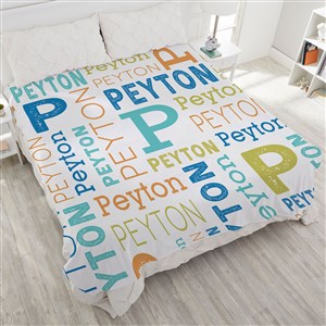 Trendy Repeating Name Personalized 90x90 Plush Queen Fleece Blanket - 50128-QU