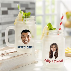 Photo Face Cutout Personalized Frosted Mason Jar - 50300