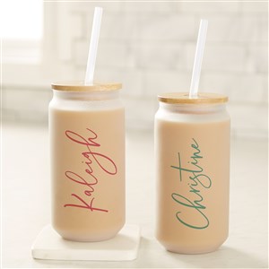 Trendy Script Personalized Frosted Iced Coffee Tumbler - 50347